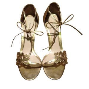 Banana Republic Gold Metallic Floral Sandals